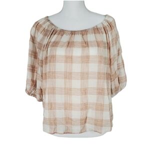 Universal Thread M Nude Plaid Sheer Blouse
